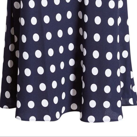 Halogen Bias Cut A-Line Skirt In Navy & White Polka Dot - Picture 3 of 4